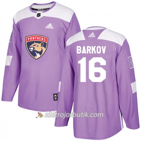 Män Ishockey Florida Panthers Tröja Aleksander Barkov 16 Adidas 2017-2018 Lila Fights Cancer Practice Authentic
